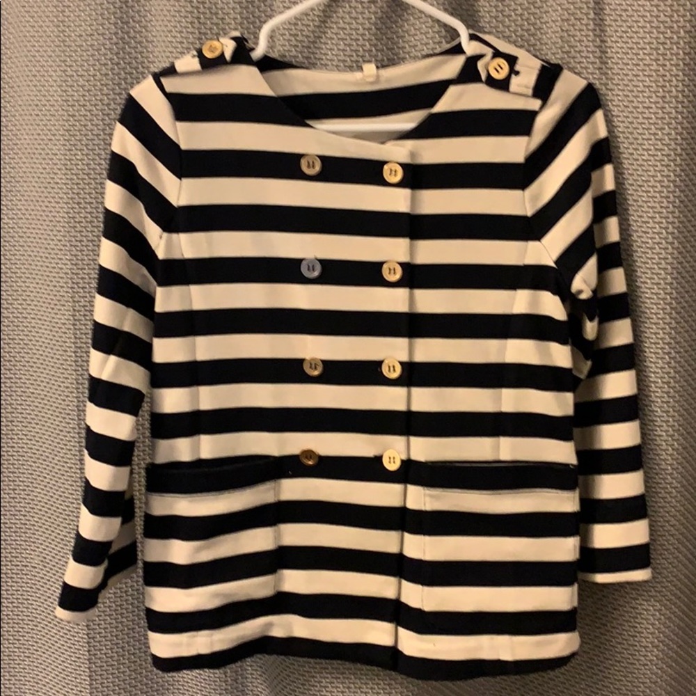 J Crew Navy Cream Stripe Nautical Blazer/Jacket